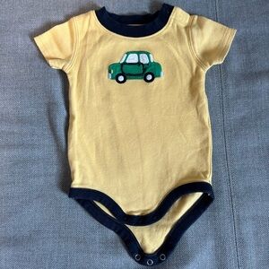 Gymboree Yellow and Navy Bodysuit with Green Car, 0-3 Months